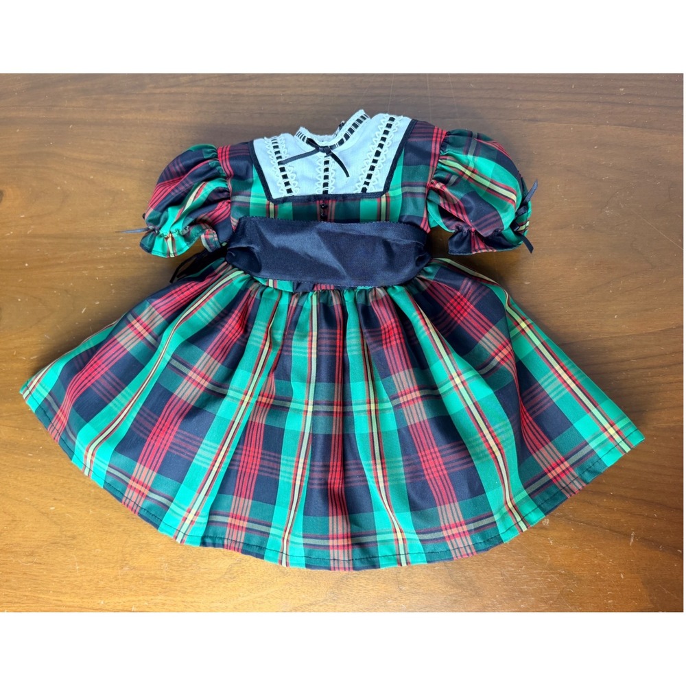American Girl Doll ADDY WALKER  Green Tartan Plaid Holiday Christmas Dress EUC